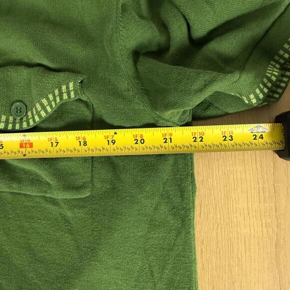 The Shop Men’s Large Green Button Front Short Sleeve Cardigan Knit Sweater Retro - Picture 8 of 8